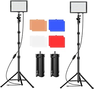 Luz de vídeo LED de 11 brillo/4 filtros de color regulable, iluminación continua de mesa, soporte de trípode ajustable, luz de llenado portátil USB para fotografía de estudio fotográfico